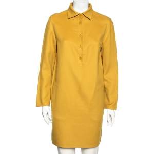 Loro Piana Mustard Yellow Cashmere Long Sleeve Dress M