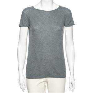 Pre Owned Loro Piana Grey Cashmere Short Sleeve T-Shirt S