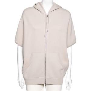 Pre Owned Loro Piana Beige Cashmere Drop Shoulder Zip Front Hooded Jacket M