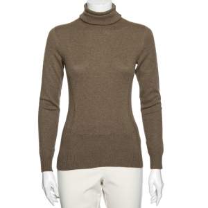 Pre Owned Loro Piana Brown Cashmere Turtleneck Sweater M