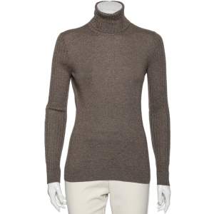 Pre Owned Loro Piana Brown Cashmere Knit Turtleneck Sweater M