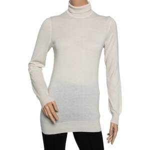 Pre Owned Loro Piana Cream Cashmere Turtle Neck Sweater M