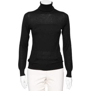 Pre Owned Loro Piana Black Cashmere Turtleneck Pullover Top M