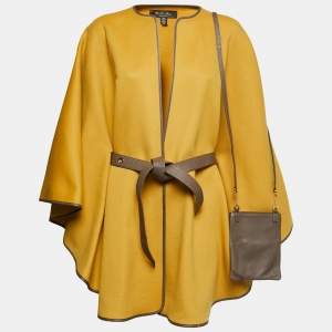 Loro Piana Yellow Cashmere Belted Cape One Size