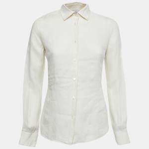 Loro Piana Cream Linen Button Front Shirt S