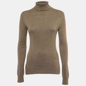 Loro Piana Dark Beige Cashmere Knit Turtleneck Sweater M