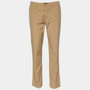 Pre Owned Loro Piana Beige Cotton & Silk Tapered Leg Pants S