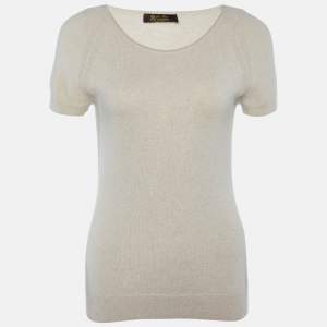 Pre Owned Loro Piana Beige Baby Cashmere Top M