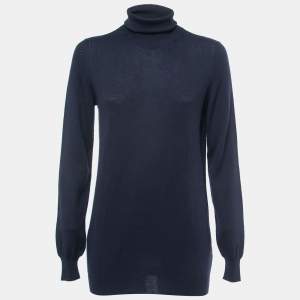 Loro Piana Navy Blue Cashmere Turtleneck Sweater L