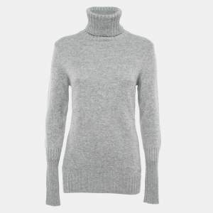Pre Owned Loro Piana Grey Cashmere Turtleneck Sweater M