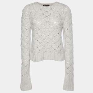 Loro Piana Pale Grey Chunky Cashmere Knit Sweater M