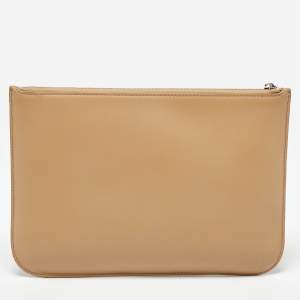 Loro Piana Beige Leather Zip Flat Pouch 