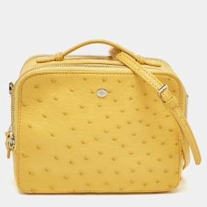 Loro Piana Yellow Ostrich Mini Clui Crossbody Bag