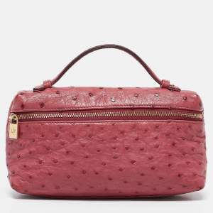 Loro Piana Fuchsia Pink Ostrich Leather Extra Pocket L19 Pouch