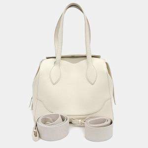 Loro Piana White Leather Sesia Happy Day Medium Bag