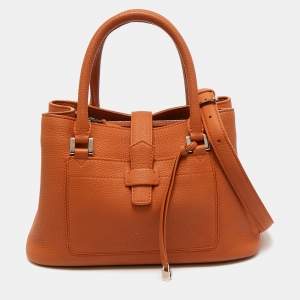 Loro Piana Orange Leather Bellevue Odessa Tote