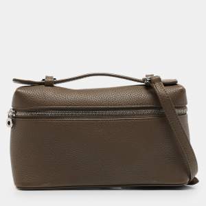 Loro Piana Dark Beige Leather Extra Pocket L19 Pouch Bag