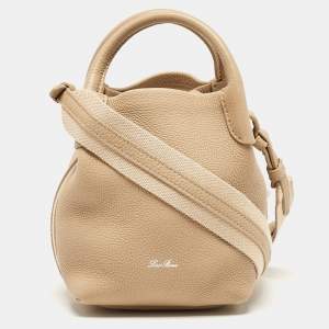 Loro Piana Beige Leather Micro Bale Bucket Bag
