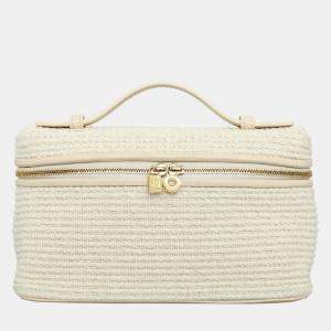 Loro Piana Beige Lambskin Leather and Cotton L19 Extra Pocket Woven Bag