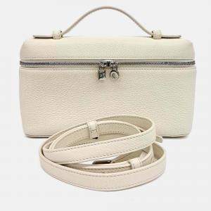 Pre Owned Loro Piana White Leather Extra Pocket L19 Pouch Bag