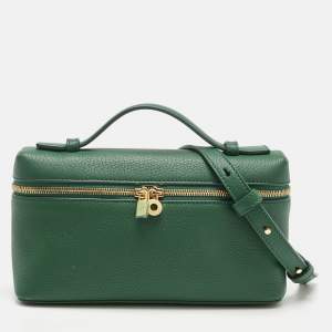 Pre Owned Loro Piana Green Leather Extra Pocket L19 Pouch Bag