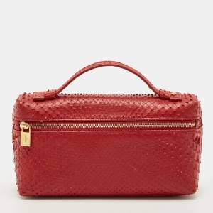Pre Owned Loro Piana L19 Red Python Extra Pocket Pouch