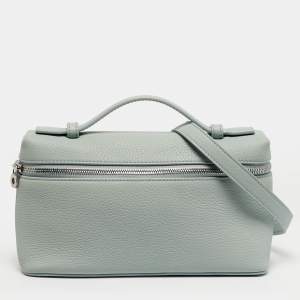 Pre Owned حقيبة صغيرة لورو بيانا L19 جلد أخضر بجيب إضافي