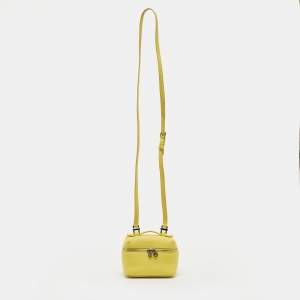 Pre Owned حقيبة صغيرة لورو بيانا L11.5 جلد أصفر بجيب إضافي