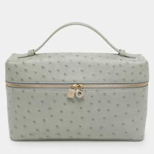 Pre Owned حقيبة صغيرة لورو بيانا L27 جيب إضافي جلد نعام رمادي