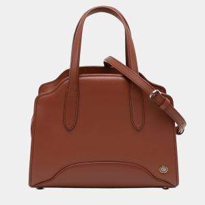 Pre Owned Loro Piana Brown Micro Leather Sesia Satchel