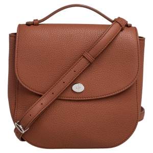 Loro Piana Caramel Brown Leather Flap Top Handle Bag