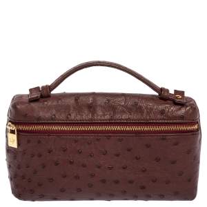 Loro Piana Burgundy Ostrich Zip L19 Pouch