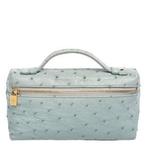 Loro Piana Pale Blue Ostrich L19 Pouch 