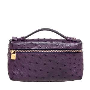 Loro Piana Purple Ostrich L19 Pouch