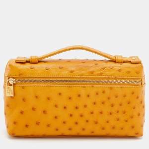Loro Piana Mustard Ostrich Zip L19 Pouch