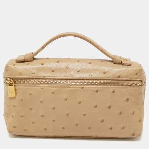 Loro Piana Beige Ostrich L19 Pouch 