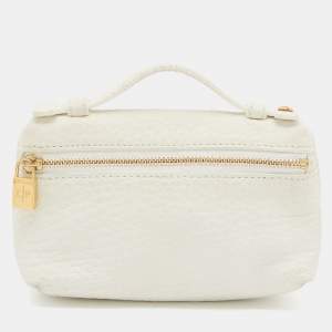 Loro Piana Off White Leather Zip L14 Pouch