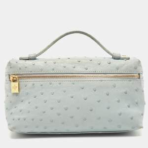 Loro Piana Sky Blue Ostrich L19 Pouch