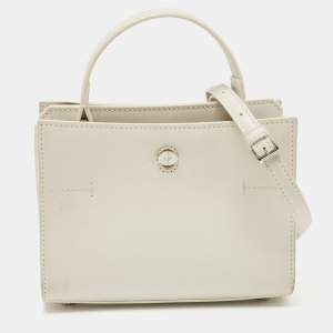 Loro Piana White Leather Petite Odessa Top Handle Bag