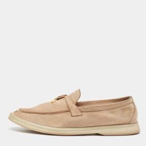 Pre Owned Loro Piana Brown Suede Summer Charms Walk Loafers Size 40.5