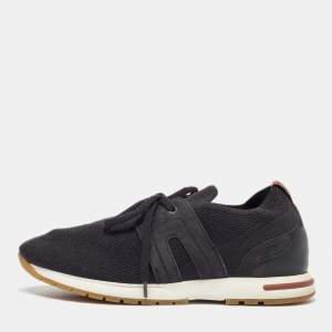 Loro Piana Black Fabric and Leather 360 LP Flexy Walk Low Top Sneakers Size 38.5