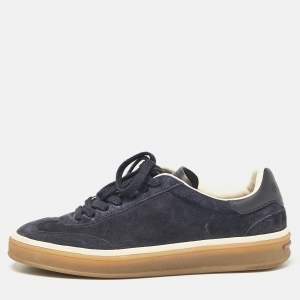 Loro Piana Navy Blue Suede Tennis Walk Sneakers Size 36