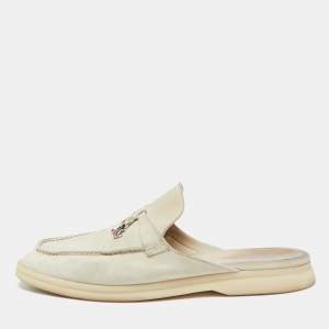 Pre Owned Loro Piana Grey Suede Babouche Charms Walk Mules Size 40