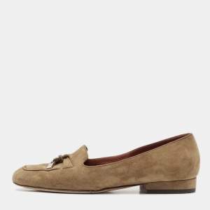 Loro Piana Brown Suede Summer Charms Walk Loafers Size 35