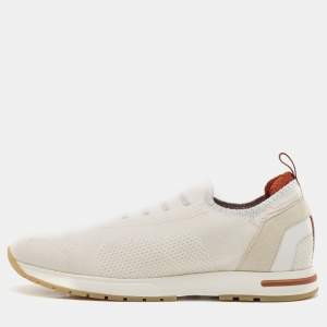 Loro Piana Cream Fabric and Suede 360 LP Flexy Walk Sneakers Size 39
