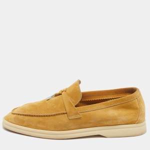 Pre Owned Loro Piana Yellow Suede Summer Charms Walk Loafers Size 38