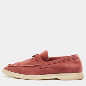 Pre Owned Loro Piana Burgundy Suede Summer Charms Walk Loafers Size 38