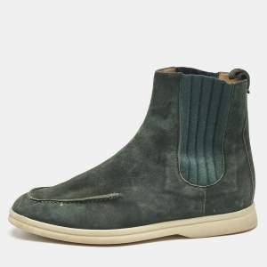 Loro Piana Green Stretch Band and Suede Ankle Length Boots Size 36