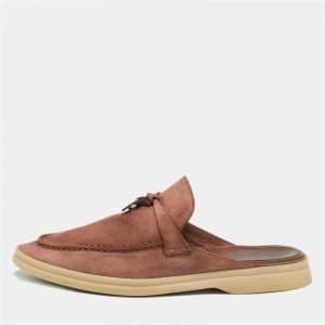Loro Piana Pink Suede Babouche Charms Walk Mules Size 38