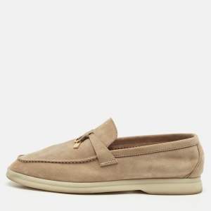 Pre Owned Loro Piana Beige Suede Summer Charms Walk Loafers Size 39